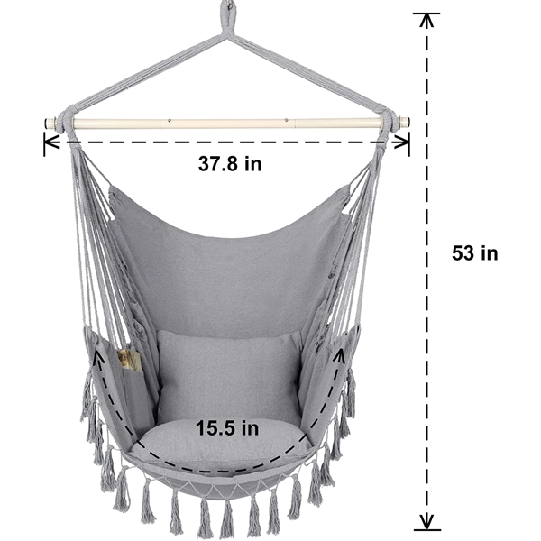 Chair Hanging Rope Swing with Pocket - Chair Hanging Rope Swing with Pocket - Image 4 of 5