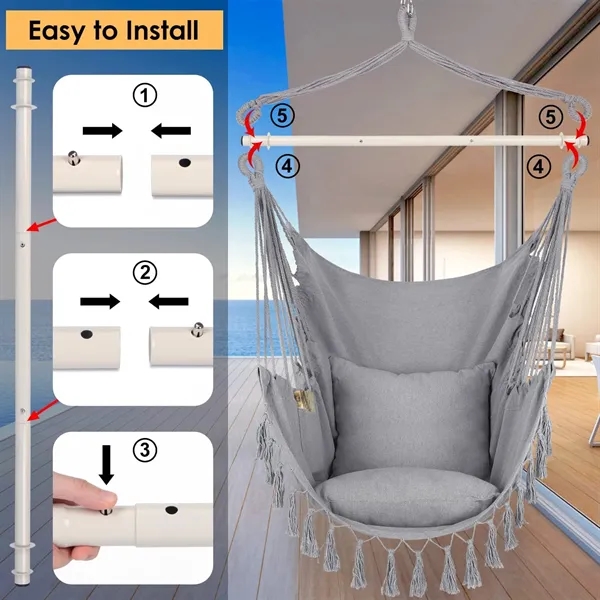 Chair Hanging Rope Swing with Pocket - Chair Hanging Rope Swing with Pocket - Image 5 of 5