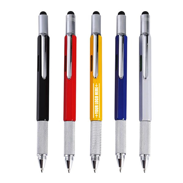 Protable Metal Multi tool Pen 6-in-1 Stylus Pen Ruler - Protable Metal Multi tool Pen 6-in-1 Stylus Pen Ruler - Image 0 of 3
