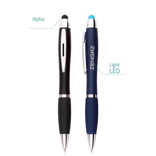 Logo Light Up Ballpoint Pen with Stylus - Logo Light Up Ballpoint Pen with Stylus - Image 1 of 2