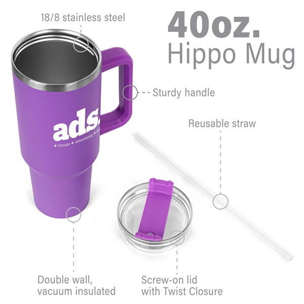 The Hippo Mug & Straw Lid with Twist Closure - 40 oz - The Hippo Mug & Straw Lid with Twist Closure - 40 oz - Image 5 of 21