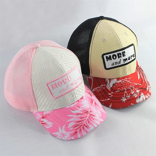 Trucker Cap 6 Panel Mesh Back, SnapBack, straw front - Trucker Cap 6 Panel Mesh Back, SnapBack, straw front - Image 0 of 2