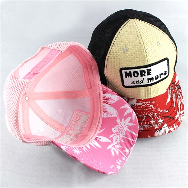 Trucker Cap 6 Panel Mesh Back, SnapBack, straw front - Trucker Cap 6 Panel Mesh Back, SnapBack, straw front - Image 1 of 2