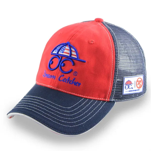 Trucker Cap 6 Panel Mesh Back, SnapBack, Leather Patch - Trucker Cap 6 Panel Mesh Back, SnapBack, Leather Patch - Image 1 of 5
