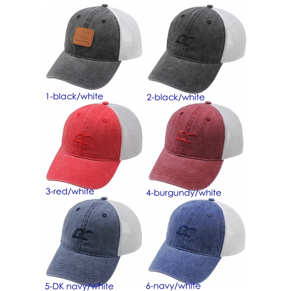 Trucker Cap 6 Panel Mesh Back, SnapBack, Leather Patch - Trucker Cap 6 Panel Mesh Back, SnapBack, Leather Patch - Image 3 of 5