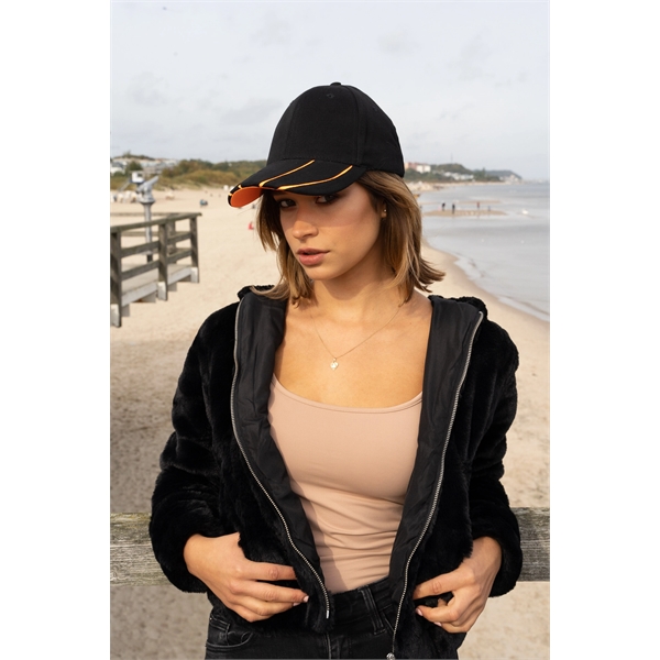 Brushed Heavy Cotton Cap with Hi-Vis Laminated Two-Tone Peak - Brushed Heavy Cotton Cap with Hi-Vis Laminated Two-Tone Peak - Image 1 of 2