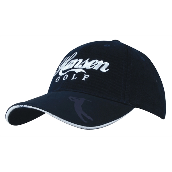 Brushed Heavy Cotton Cap with Embossed PU Peak - Brushed Heavy Cotton Cap with Embossed PU Peak - Image 0 of 1