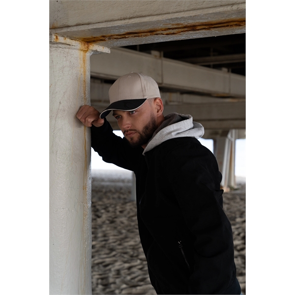 Brushed Heavy Cotton Cap with Embossed PU Peak - Brushed Heavy Cotton Cap with Embossed PU Peak - Image 1 of 1