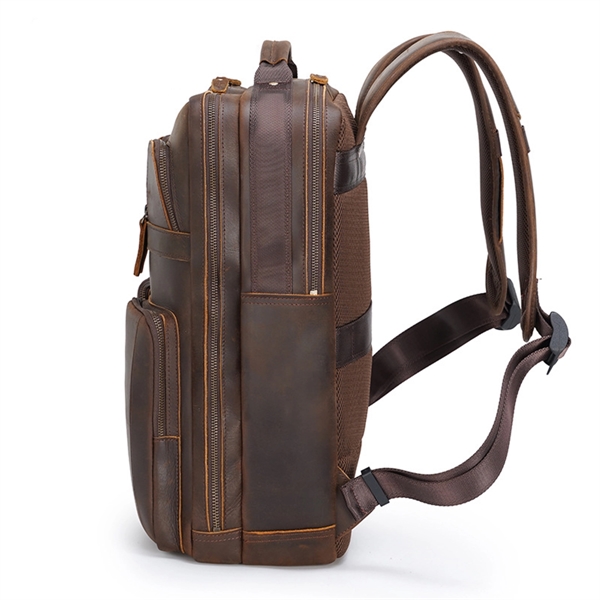 Vintage Leather Laptop Backpack - Vintage Leather Laptop Backpack - Image 3 of 3