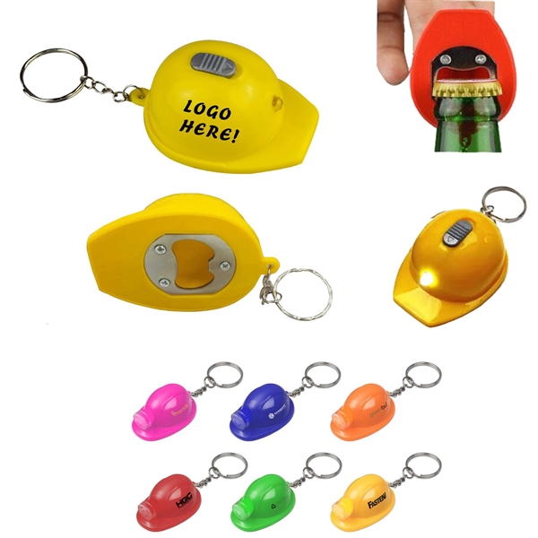 Construction Hat Shaped Led Bottle Opener Key chain - Construction Hat Shaped Led Bottle Opener Key chain - Image 0 of 2