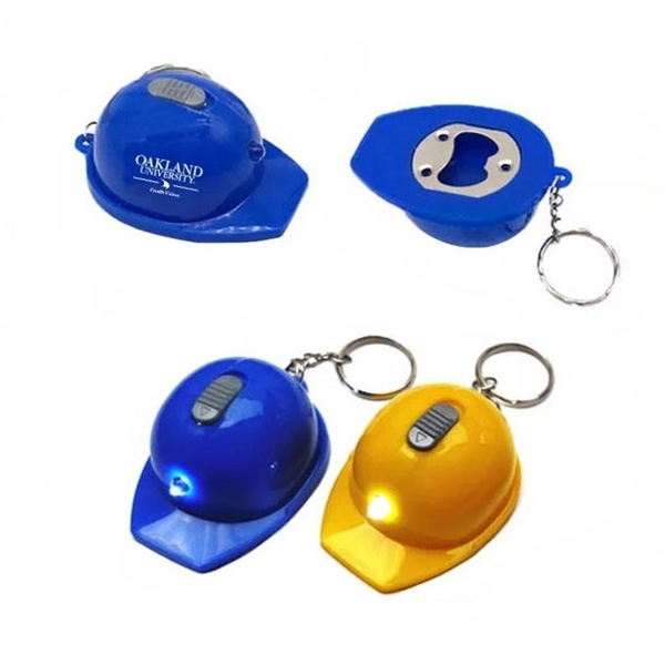 Construction Hat Shaped Led Bottle Opener Key chain - Construction Hat Shaped Led Bottle Opener Key chain - Image 1 of 2