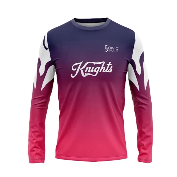Polyester Tee with Long Sleeves and Imprint - Polyester Tee with Long Sleeves and Imprint - Image 1 of 7