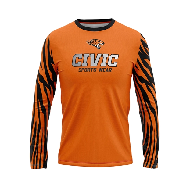 Polyester Tee with Long Sleeves and Imprint - Polyester Tee with Long Sleeves and Imprint - Image 0 of 7