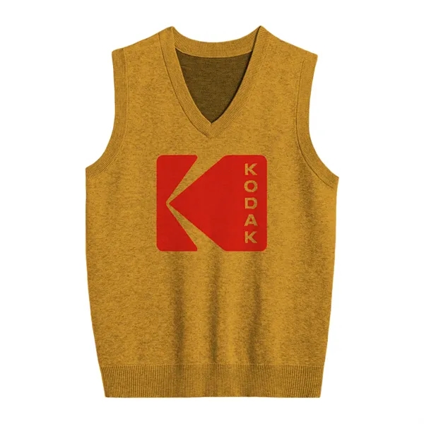 Custom Jacquard Cotton Blend Logo Sweater Vest - Custom Jacquard Cotton Blend Logo Sweater Vest - Image 3 of 3