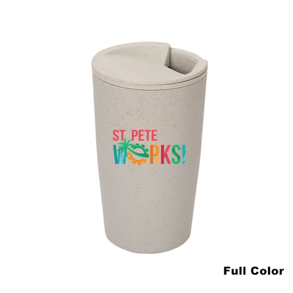 Biodegradable Wheat Straw Fiber Coffee Cup With Screw Lid - Biodegradable Wheat Straw Fiber Coffee Cup With Screw Lid - Image 1 of 6