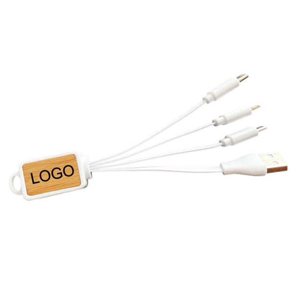 Bamboo Finish 3-in 1 Charging Cable - Bamboo Finish 3-in 1 Charging Cable - Image 1 of 4