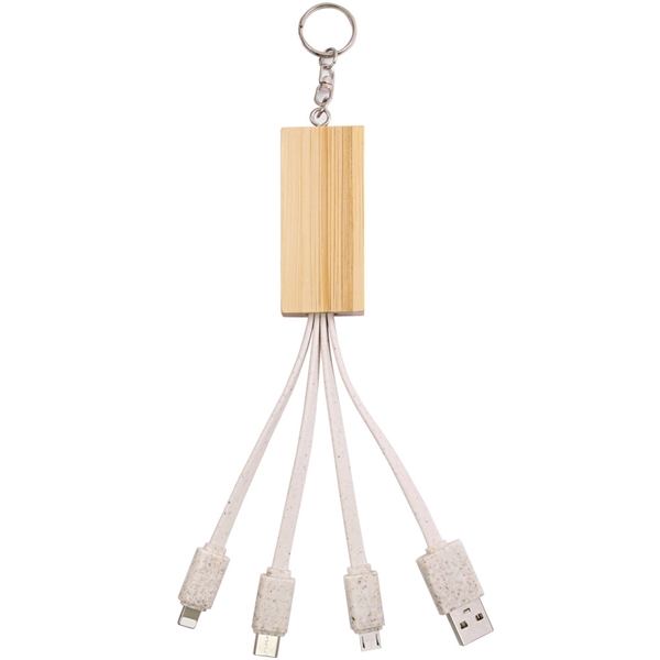 Biodegradable Bamboo Phone Stand with Charging Cable - Biodegradable Bamboo Phone Stand with Charging Cable - Image 3 of 3