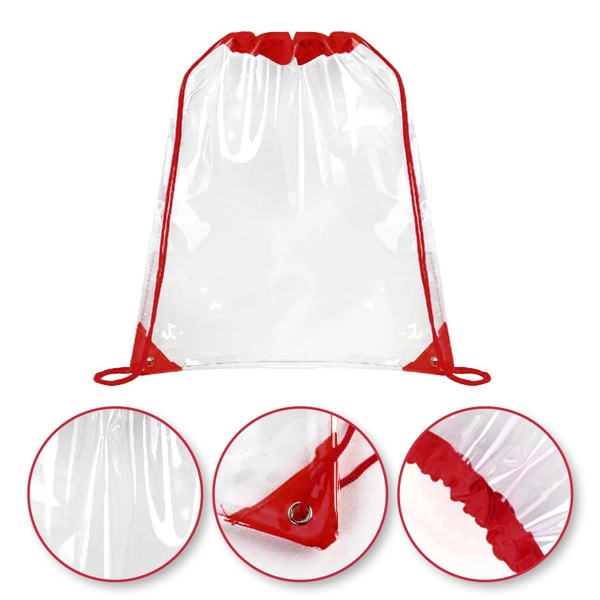 CLEAR DRAWSTRING CINCH PACK BACKPACK - 14" X 17" - CLEAR DRAWSTRING CINCH PACK BACKPACK - 14" X 17" - Image 1 of 19