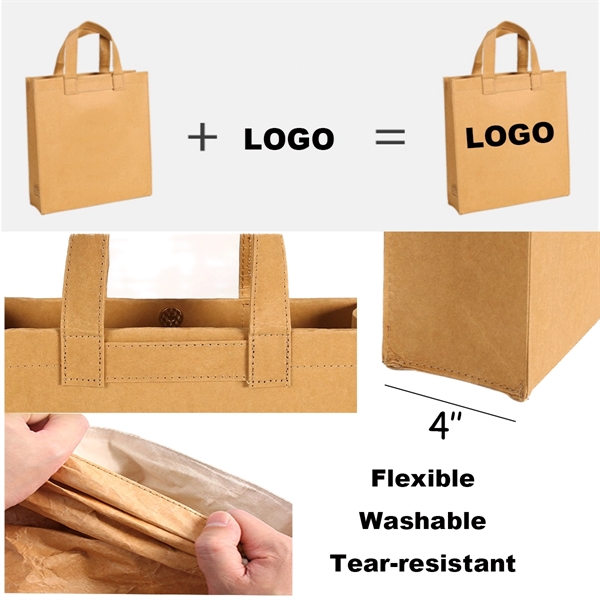 Custom Washable Thickened Kraft Paper Tote Bag - Custom Washable Thickened Kraft Paper Tote Bag - Image 1 of 1