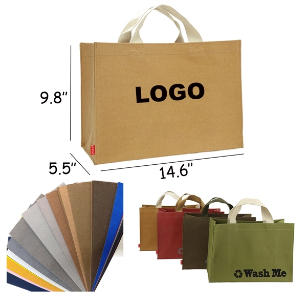 Custom Washable Kraft Paper Tote Bag - Custom Washable Kraft Paper Tote Bag - Image 0 of 3