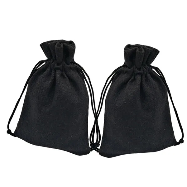 Black Cotton Drawstring Pouch Bags - Black Cotton Drawstring Pouch Bags - Image 1 of 2