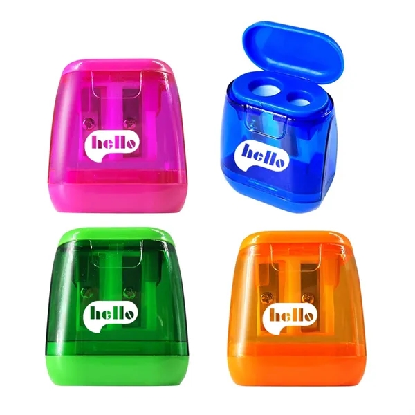 Dual Holes Pencil Sharpener with Lid - Dual Holes Pencil Sharpener with Lid - Image 0 of 2
