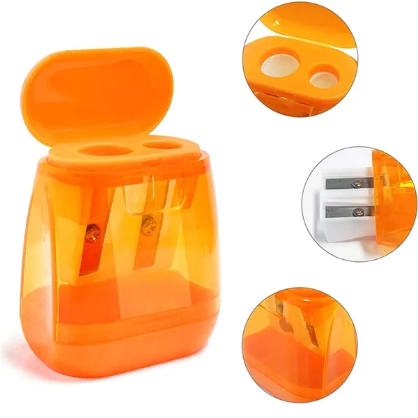 Dual Holes Pencil Sharpener with Lid - Dual Holes Pencil Sharpener with Lid - Image 2 of 2