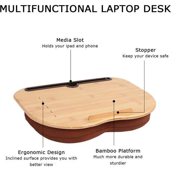 Bamboo Platform Portable Lap Desk with Pillow Cushion - Bamboo Platform Portable Lap Desk with Pillow Cushion - Image 3 of 6