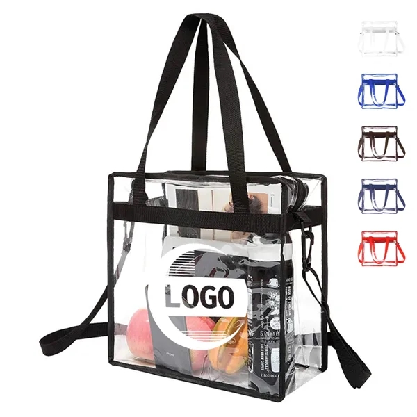 Clear Tote Bag with Zipper and Adjustable Strap - Clear Tote Bag with Zipper and Adjustable Strap - Image 0 of 9
