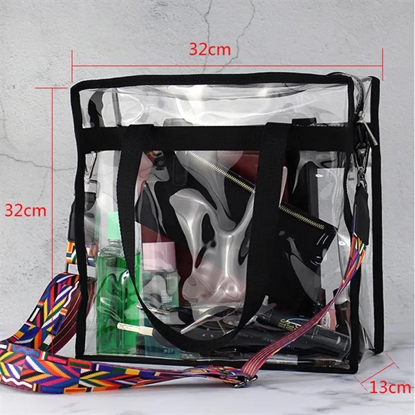 Clear Tote Bag with Zipper and Adjustable Strap - Clear Tote Bag with Zipper and Adjustable Strap - Image 1 of 9