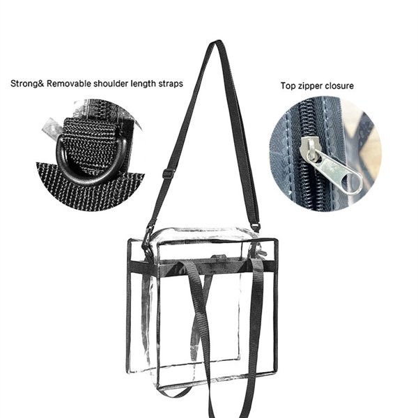 Clear Tote Bag with Zipper and Adjustable Strap - Clear Tote Bag with Zipper and Adjustable Strap - Image 2 of 9