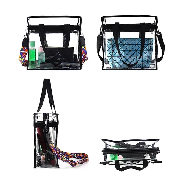 Clear Tote Bag with Zipper and Adjustable Strap - Clear Tote Bag with Zipper and Adjustable Strap - Image 3 of 9
