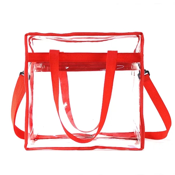 Clear Tote Bag with Zipper and Adjustable Strap - Clear Tote Bag with Zipper and Adjustable Strap - Image 7 of 9