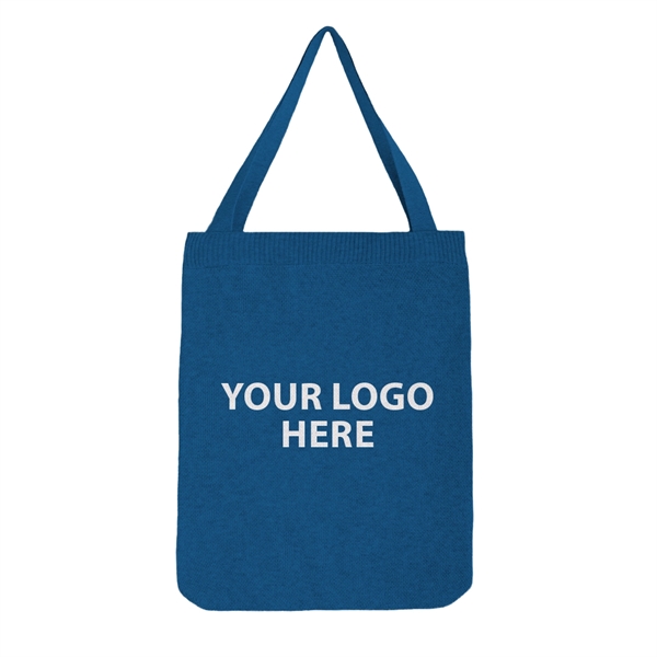 Custom Jacquard Cotton Blend Knitted Logo Tote Bag - Custom Jacquard Cotton Blend Knitted Logo Tote Bag - Image 1 of 3