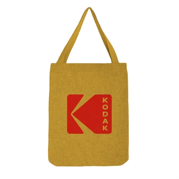 Custom Jacquard Cotton Blend Knitted Logo Tote Bag - Custom Jacquard Cotton Blend Knitted Logo Tote Bag - Image 2 of 3