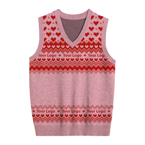 Custom Jacquard Cotton Blend Valentine's Day Sweater Vest - Custom Jacquard Cotton Blend Valentine's Day Sweater Vest - Image 5 of 7