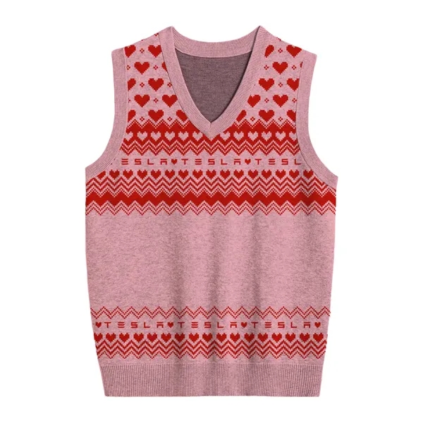 Custom Jacquard Cotton Blend Valentine's Day Sweater Vest - Custom Jacquard Cotton Blend Valentine's Day Sweater Vest - Image 4 of 7