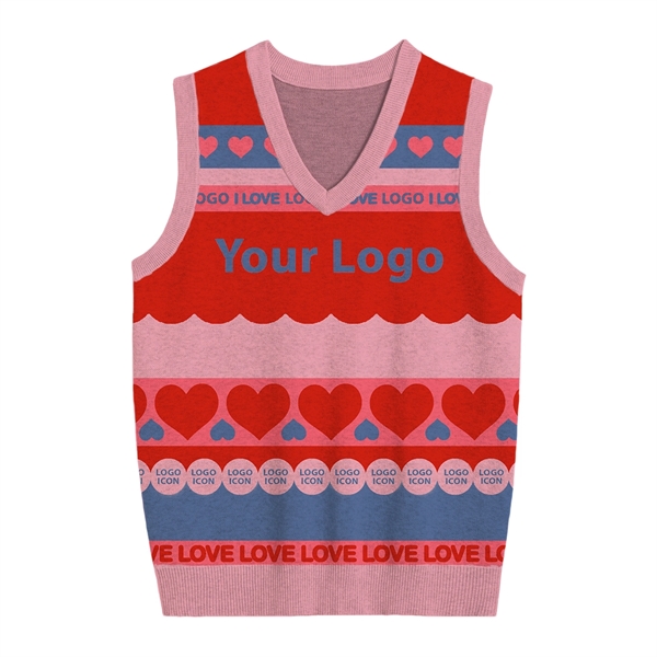 Custom Jacquard Cotton Blend Valentine's Day Sweater Vest - Custom Jacquard Cotton Blend Valentine's Day Sweater Vest - Image 1 of 7