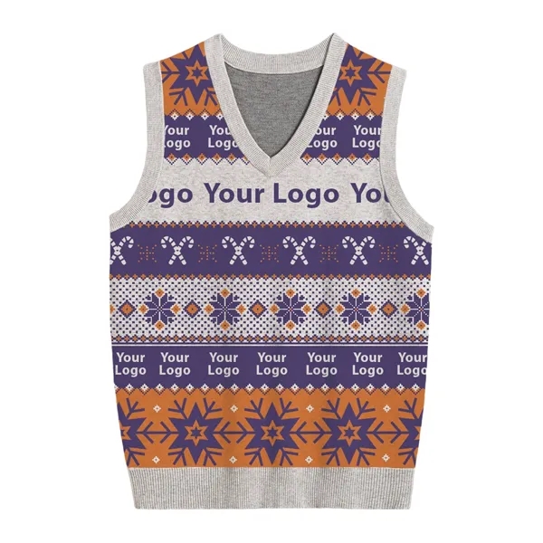 Custom Jacquard Cotton Blend Ugly Christmas Sweater Vest - Custom Jacquard Cotton Blend Ugly Christmas Sweater Vest - Image 5 of 7