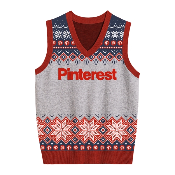 Custom Jacquard Cotton Blend Ugly Christmas Sweater Vest - Custom Jacquard Cotton Blend Ugly Christmas Sweater Vest - Image 6 of 7