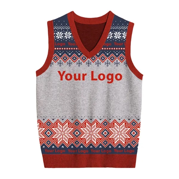 Custom Jacquard Cotton Blend Ugly Christmas Sweater Vest - Custom Jacquard Cotton Blend Ugly Christmas Sweater Vest - Image 7 of 7