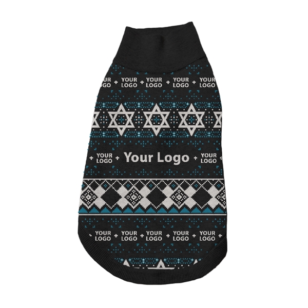 Custom Jacquard Cotton Blend Hanukkah Pet Sweater - Custom Jacquard Cotton Blend Hanukkah Pet Sweater - Image 3 of 7