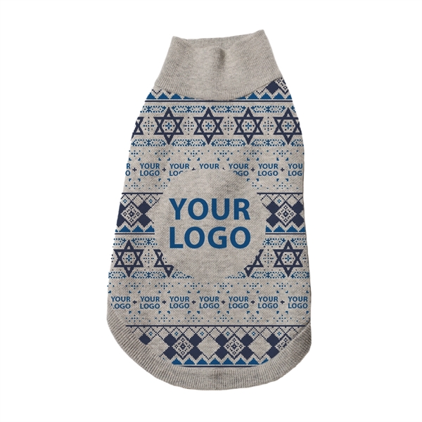 Custom Jacquard Cotton Blend Hanukkah Pet Sweater - Custom Jacquard Cotton Blend Hanukkah Pet Sweater - Image 5 of 7