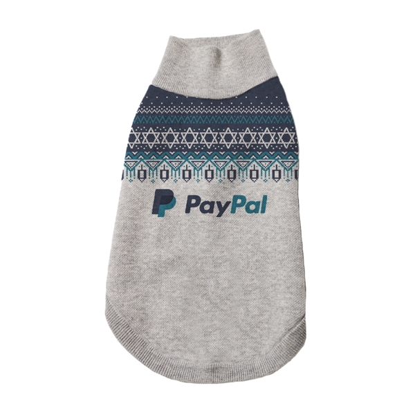 Custom Jacquard Cotton Blend Hanukkah Pet Sweater - Custom Jacquard Cotton Blend Hanukkah Pet Sweater - Image 6 of 7