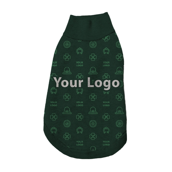 Custom Jacquard Cotton Blend St. Patrick's Day Pet Sweater - Custom Jacquard Cotton Blend St. Patrick's Day Pet Sweater - Image 1 of 7