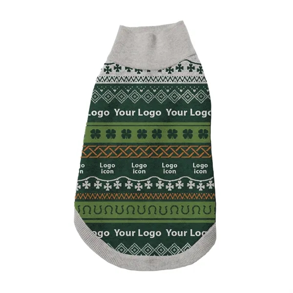 Custom Jacquard Cotton Blend St. Patrick's Day Pet Sweater - Custom Jacquard Cotton Blend St. Patrick's Day Pet Sweater - Image 3 of 7