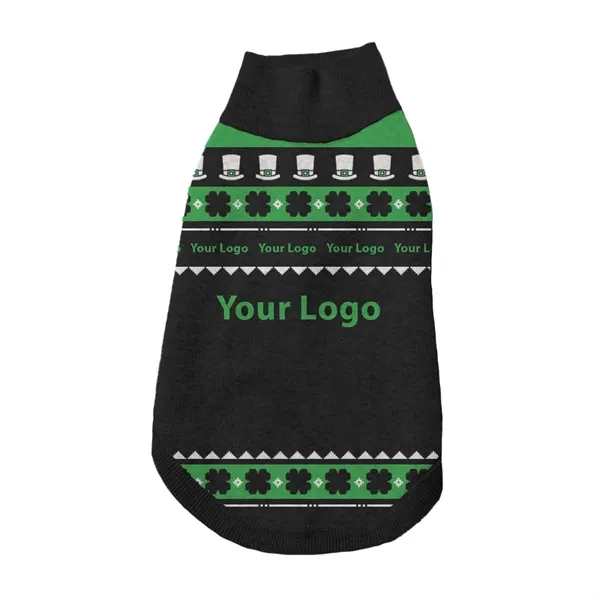 Custom Jacquard Cotton Blend St. Patrick's Day Pet Sweater - Custom Jacquard Cotton Blend St. Patrick's Day Pet Sweater - Image 7 of 7