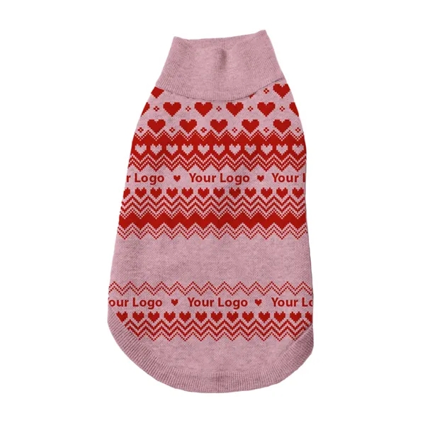 Custom Jacquard Cotton Blend Valentine's Day Pet Sweater - Custom Jacquard Cotton Blend Valentine's Day Pet Sweater - Image 5 of 7