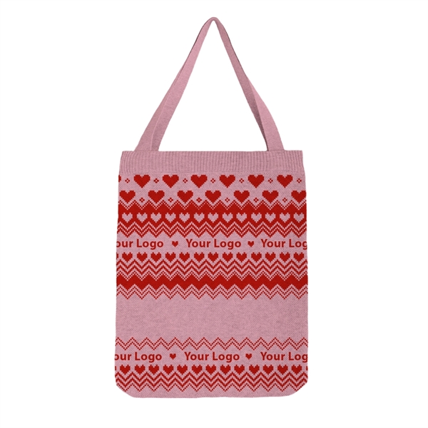 Custom Jacquard Valentine's Day Knitted Tote Bag - Custom Jacquard Valentine's Day Knitted Tote Bag - Image 5 of 7