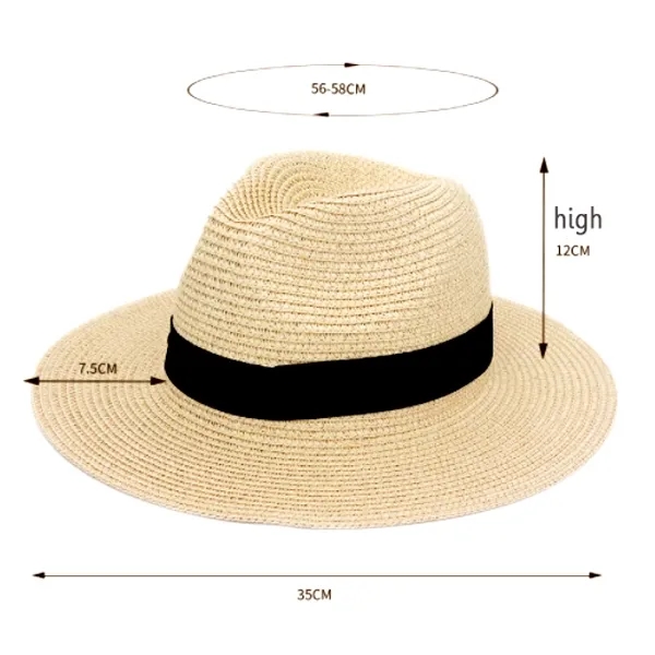 Straw Panama Hat with Ribbon Trim - Straw Panama Hat with Ribbon Trim - Image 2 of 2